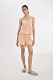 DeFacto Pijama Takım Pamuklu Askılı Üst Esnek Belli Şort-Fall in Love A7968AX24HSOG577