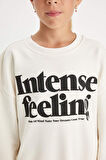 DeFacto Kız Çocuk 2'li Takım Bisiklet Yaka Baskılı Sweatshirt Basic Düz Uzun Tayt A6808A824AUER233