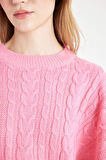 DeFacto Coool Regular Fit Crop Bisiklet Yaka Saç Örgülü Triko Kazak T4518AZ24WNPN450