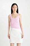 DeFacto Slim Fit Dar Kesim Kare Yaka Fitilli Kaşkorse Atlet X9420AZ24SPPN666