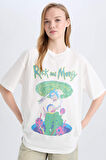 Coool Rick and Morty Oversize Geniş Kalıp Bisiklet Yaka Baskılı Kısa Kollu Tişört