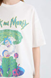 Coool Rick and Morty Oversize Geniş Kalıp Bisiklet Yaka Baskılı Kısa Kollu Tişört