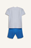 Erkek Bebek 2'li Takım Baskılı Kısa Kollu Tişört Beli Lastikli Şort