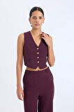 DeFacto Regular Fit V Yaka Blazer Yelek E2364AX24AUBR238