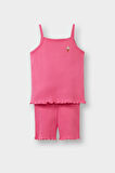 Kız Bebek 2'li Takımı Baskılı Askılı Fitilli Kaşkorse Atlet Esnek Belli Tayt