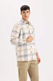 DeFacto Regular Fit Polo Yaka Kareli Flanel Uzun Kollu Gömlek E2763AX24WNER98