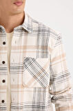 DeFacto Regular Fit Polo Yaka Kareli Flanel Uzun Kollu Gömlek E2763AX24WNER98