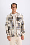 DeFacto Regular Fit Polo Yaka Kareli Flanel Uzun Kollu Gömlek E2763AX24WNBG193