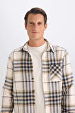 DeFacto Regular Fit Polo Yaka Kareli Flanel Uzun Kollu Gömlek E2763AX24WNBG193