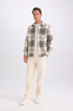 DeFacto Regular Fit Polo Yaka Kareli Flanel Uzun Kollu Gömlek E2763AX24WNBG193