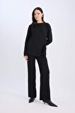 DeFacto Regular Fit Bisiklet Yaka Basic Düz Bürümcük Uzun Kollu Tişört E1800AX25SPBK81
