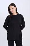 DeFacto Regular Fit Bisiklet Yaka Basic Düz Bürümcük Uzun Kollu Tişört E1800AX25SPBK81