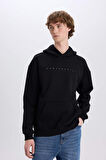 Boxy Fit Kapüşonlu Sırt Baskılı Sweatshirt