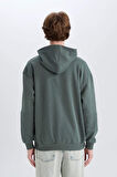 DeFacto Boxy Fit Kapüşonlu Yarım Fermuarlı Baskılı Sweatshirt D6998AX25SPGN463