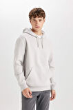 DeFacto Regular Fit Kapüşonlu Kanguru Cepli İçi Yumuşak Tüylü Basic Düz Sweatshirt X8283AZ25SPGR184