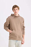 DeFacto Regular Fit Kapüşonlu Kanguru Cepli İçi Yumuşak Tüylü Basic Düz Sweatshirt X8283AZ25SPBN229