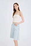 Normal Bel Jean Bermuda Şort