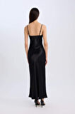 DeFacto Slim Fit Dar Kesim Viskon Askılı Maxi Siyah Abiye Elbise E2977AX24WNBK81