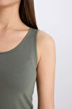 	Slim Fit Dar Kesim U Yaka Basic Düz Atlet