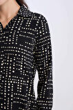 Loose Fit Gömlek Yaka Desenli Uzun Kollu Gömlek Tunik