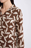 DeFacto Loose Fit Desenli Uzun Kollu Gömlek Tunik T0609AZ25SPBN539