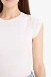 DeFacto Slim Fit Dar Kesim Bisiklet Yaka Basic Düz Ribana Kısa Kollu Tişört C7334AX25SPER105