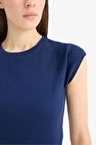 Slim Fit Dar Kesim Bisiklet Yaka Basic Düz Ribana Kısa Kollu Tişört