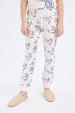 Kız Çocuk Disney Lilo & Stitch Pijama Takımı Bisiklet Yaka Kısa Kollu Üst Uzun Alt