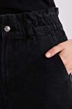 Paperbag Yüksek Bel Katlamalı Paça Jean Şort