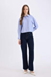 DeFacto Relax Fit Çizgili Poplin Uzun Kollu Gömlek E1261AX25SPNV248