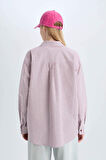 DeFacto Coool Oversize Geniş Kalıp Çizgili Oxford Uzun Kollu Gömlek E1807AX24WNBR467