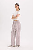 DeFacto Fall in Love Regular Fit Çizgili Poplin Pijama Alt E3028AX24WNER98