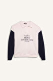 DeFacto Oversize Geniş Kalıp Polo Yaka Baskılı Kalın Sweatshirt E1852AX24WNER105