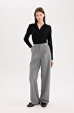 DeFacto Klasik Kumaş Pantolon Wide Leg Geniş Bol Paça Çift Cepli Yüksek Bel Standart Boy Basic Düz D4360AX25SPAR61