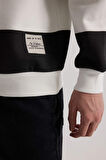 DeFacto 	Boxy Fit Bisiklet Yaka Çizgili Dokuma Etiketli Sweatshirt A9066AX24AUBK81