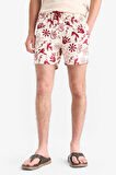 Desenli File Astarlı Kısa Boy Deniz Şortu