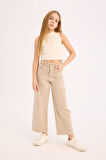 Kız Çocuk Wide Leg Kargo Geniş Paça Jean Pantolon