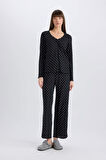 DeFacto Pijama Takımı Softshell Uzun Kollu Üst Esnek Belli Uzun Altı-Fall in Love D8453AX25SPBK81