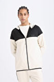 DeFactoFit Standart Fit Kapüşonlu Skuba Dalgıç Kumaş Sporcu Fermuarlı Sweatshirt D7363AX25SPBG721