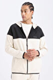 DeFactoFit Standart Fit Kapüşonlu Skuba Dalgıç Kumaş Sporcu Fermuarlı Sweatshirt D7363AX25SPBG721
