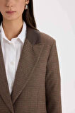 DeFacto Oversize Geniş Kalıp Suni Deri Detaylı Blazer Ceket D7407AX24AUBN225