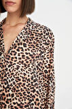 DeFacto Fall in Love Pijama Takım Saten Leopar Desenli Uzun Kollu Üst Beli Lastikli Alt E0150AX24AUBK27
