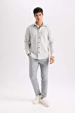 DeFacto Twill Chino Kumaş Pantolon Slim Fit Dar Kesim Dar Paça Basic Düz Cepli B2091AX24AUGR390