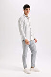 DeFacto Twill Chino Kumaş Pantolon Slim Fit Dar Kesim Dar Paça Basic Düz Cepli B2091AX24AUGR390