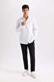 DeFacto Twill Chino Kumaş Pantolon Slim Fit Dar Kesim Dar Paça Basic Düz Cepli B2091AX24AUBK81