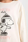 DeFacto Kız Çocuk Pijama Takımı Snoopy Uzun Kollu Üst Beli Lastikli Uzun Alt D9176A824WNER99