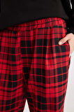 DeFacto Coool Wide Leg Kareli Kumaş Pijama Pantolon Geniş Bol Paça Beli Cepli Lastikli Normal Bel D9547AX24WNRD328
