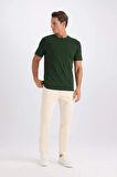 Defacto V7699 Yeşil %100 Pamuk New Regular Fit Bisiklet Yaka Basic Düz Kısa Kollu Tişört