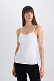 Defacto N6090 Beyaz Pedli Pamuklu Askılı Beyaz Atlet-Fall in Love