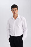 DeFacto Okula Dönüş Modern Fit Polo Yaka Dokulu Uzun Kollu Gömlek E0475AX24AUWT34